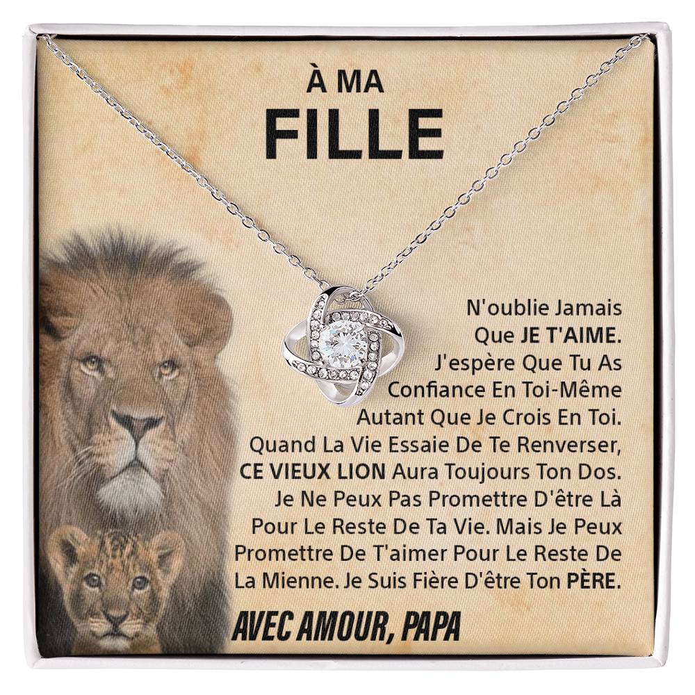 À ma Fille - N'oublie jamais - Collier noeud d'amour