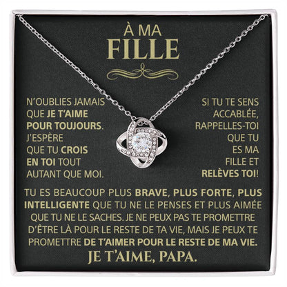 À ma Fille - Collier noeud d'amour, de papa