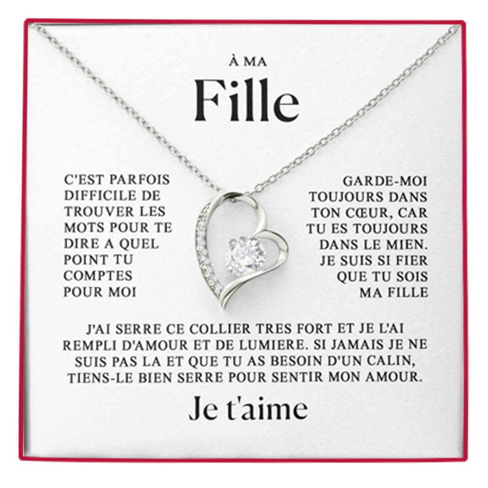 À ma fille - Je t'aime Collier coeur