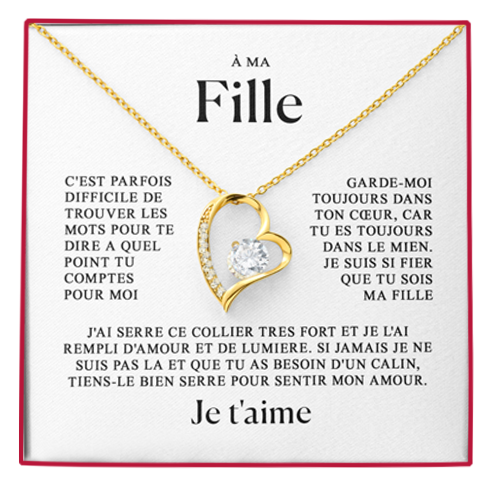 À ma fille - Je t'aime Collier coeur