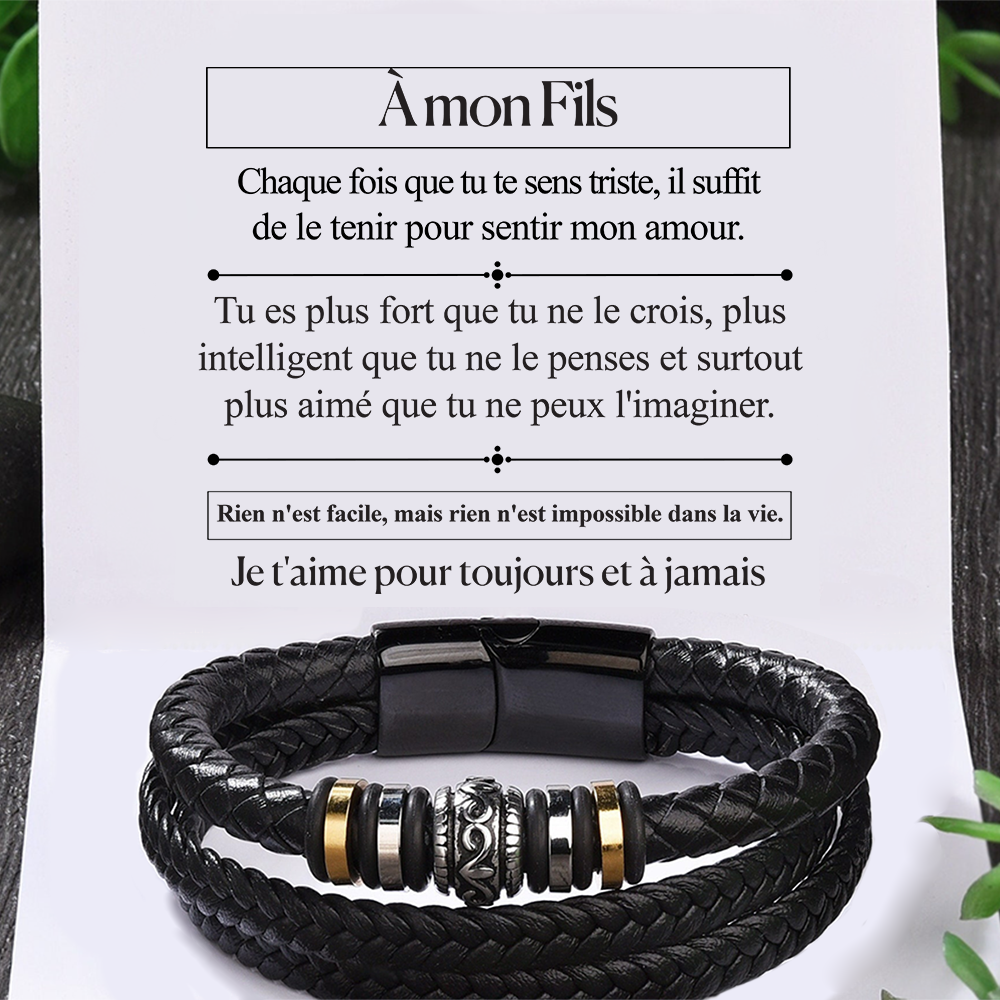 À mon fils - Bracelet en cuir