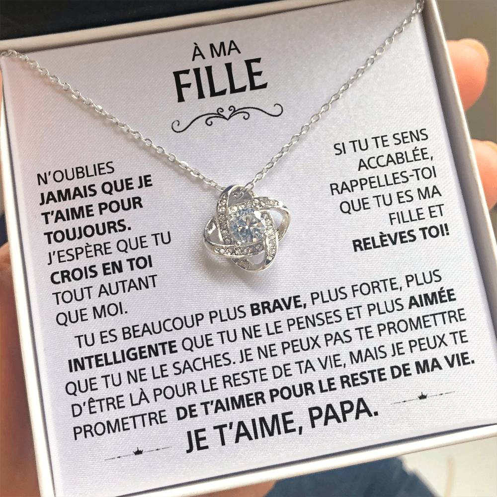 À ma Fille - Collier noeud d'amour, de papa