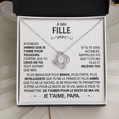 À ma Fille - Collier noeud d'amour, de papa